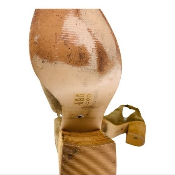 Sole Society Ferris Suede Peep Toe Block Heel Side Zip Tan Leather Womens Size 6 - Picture 8 of 9